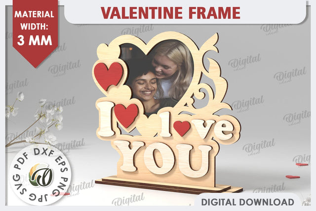Valentine's Photo Frame Laser Cut. Valentine's Gift SVG SVG Evgenyia Guschina 