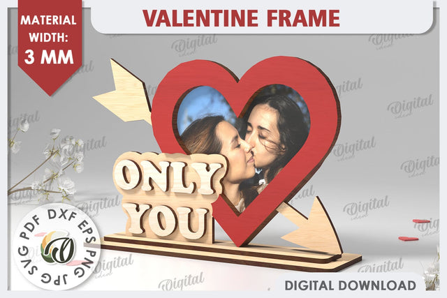 Valentine's Photo Frame Laser Cut. Valentine's Gift SVG SVG Evgenyia Guschina 