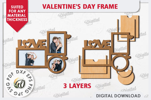 Valentine's Photo Frame Laser Cut. Valentine's Gift SVG SVG Evgenyia Guschina 
