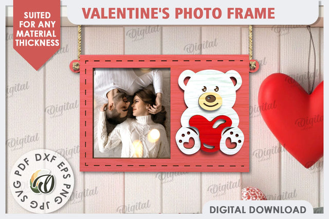 Valentine's Photo Frame Laser Cut. Valentine's Gift SVG SVG Evgenyia Guschina 