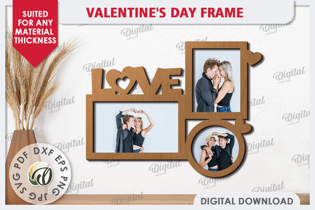 Valentine's Photo Frame Laser Cut. Valentine's Gift SVG SVG Evgenyia Guschina 