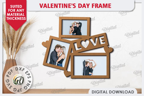 Valentine's Photo Frame Laser Cut. Valentine's Gift SVG SVG Evgenyia Guschina 