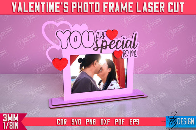 Valentine's Photo Frame | Romantic Gift Idea | Valentine's Decorations | CNC File SVG Fly Design 