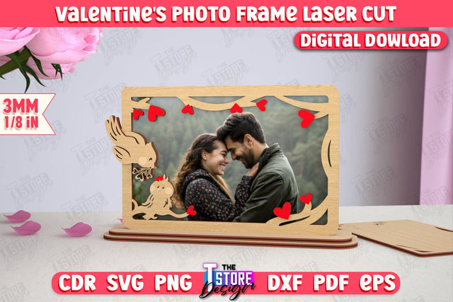 Valentine's Photo Frame | Romantic Gift Idea | Valentine's Decorations | CNC File SVG The T Store Design 