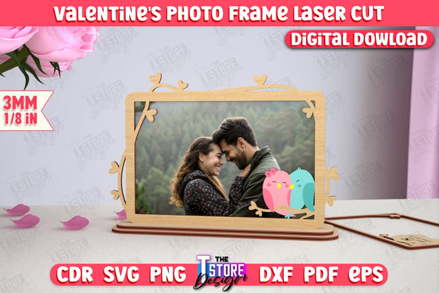 Valentine's Photo Frame | Romantic Gift Idea | Valentine's Decorations | CNC File SVG The T Store Design 