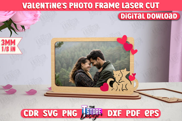 Valentine's Photo Frame | Romantic Gift Idea | Valentine's Decorations | CNC File SVG The T Store Design 