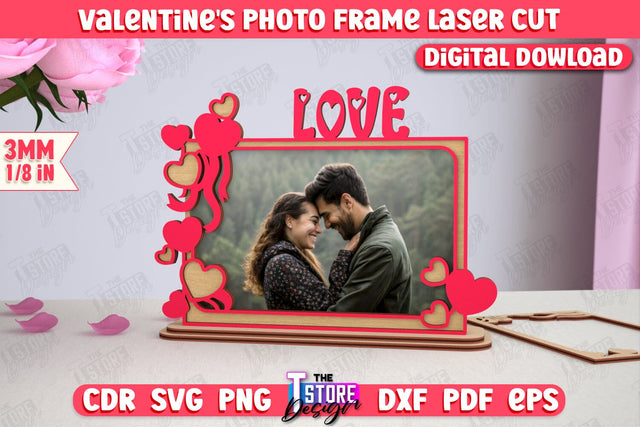 Valentine's Photo Frame | Romantic Gift Idea | Valentine's Decorations | CNC File SVG The T Store Design 