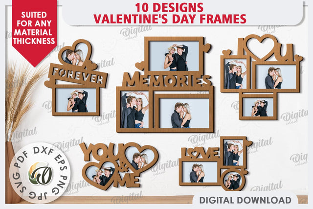Valentine's Photo Frames Laser Cut Bundle. Valentines Gift SVG Evgenyia Guschina 