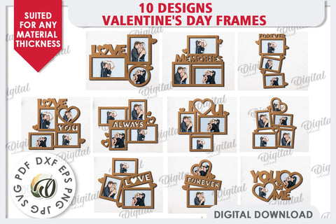 Valentine's Photo Frames Laser Cut Bundle. Valentines Gift SVG Evgenyia Guschina 