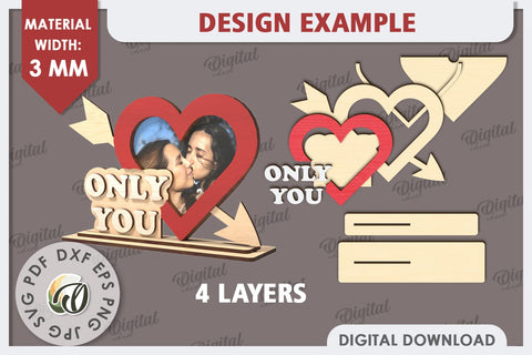Valentine's Photo Frames Laser Cut Bundle. Valentine's Gift SVG Evgenyia Guschina 
