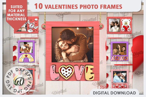 Valentine's Photo Frames LaserCut Bundle. Valentine's Gift SVG Evgenyia Guschina 
