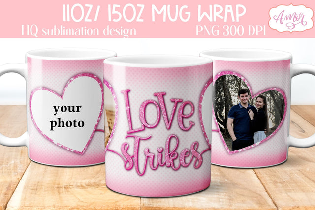 Valentines Photo Mug Wrap template for Sublimation Sublimation Amorclipart 