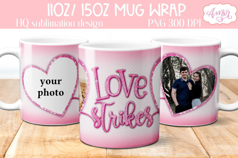 Valentines Photo Mug Wrap template for Sublimation Sublimation Amorclipart 