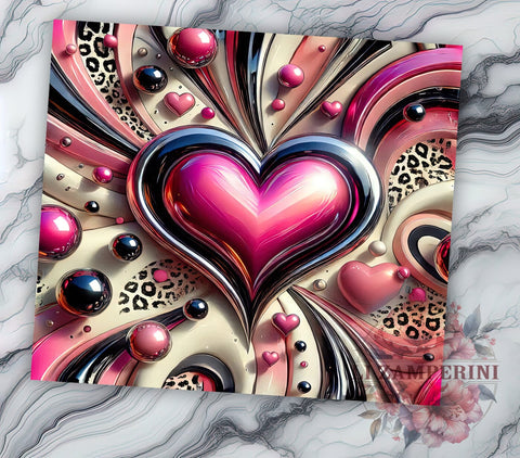 Valentine's Pink Leopard Heart Tumbler, Valentine's Day Gift, 20oz Sublimation, Heart Design, Cute Love Gift, Custom Tumbler Wrap, Animal Print Decor Sublimation Li Zamperini 