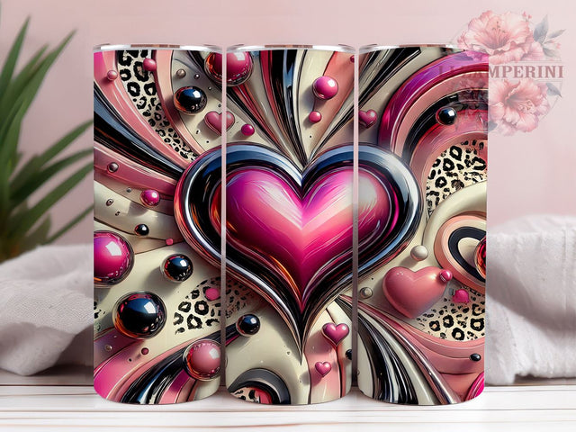 Valentine's Pink Leopard Heart Tumbler, Valentine's Day Gift, 20oz Sublimation, Heart Design, Cute Love Gift, Custom Tumbler Wrap, Animal Print Decor Sublimation Li Zamperini 