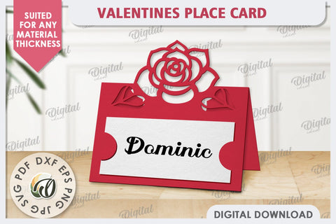 Valentine's Place Card Paper Cut. Wedding Name Card SVG 3D Paper Evgenyia Guschina 