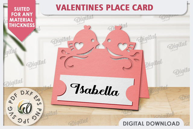 Valentine's Place Card Paper Cut. Wedding Name Card SVG 3D Paper Evgenyia Guschina 