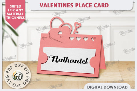 Valentine's Place Card Paper Cut. Wedding Name Card SVG 3D Paper Evgenyia Guschina 