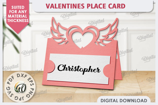 Valentine's Place Card Paper Cut. Wedding Name Card SVG 3D Paper Evgenyia Guschina 