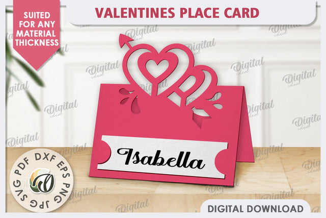 Valentine's Place Card Paper Cut. Wedding Name Card SVG 3D Paper Evgenyia Guschina 