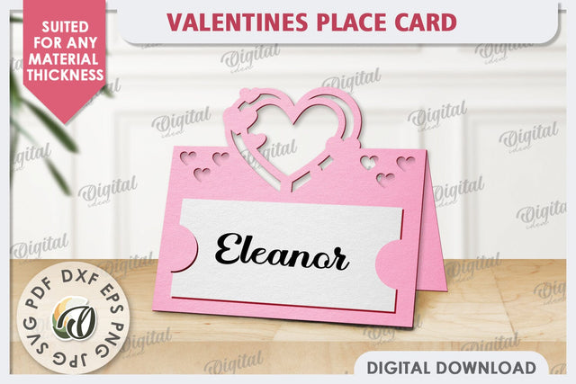 Valentine's Place Card Paper Cut. Wedding Name Card SVG 3D Paper Evgenyia Guschina 