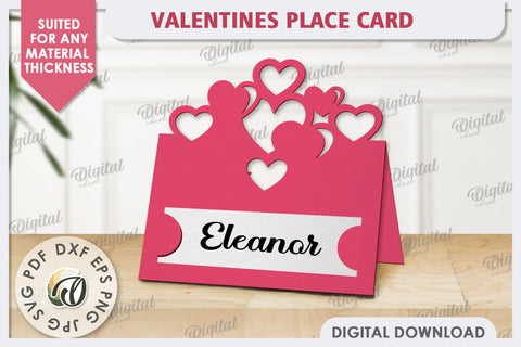 Valentine's Place Card Paper Cut. Wedding Name Card SVG SVG Evgenyia Guschina 