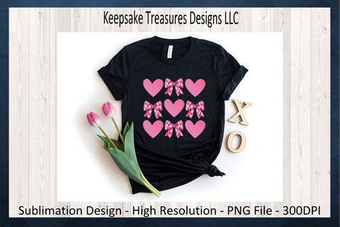 Valentine's Polk Dot Hearts, Pink Brushstroke Coquette Bows, Sublimation PNG, Digital Download, Printable PNG Sublimation Keepsake Treasures Designs LLC. 