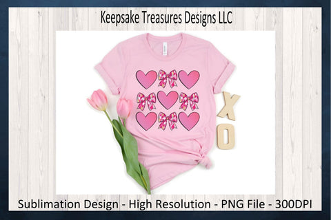 Valentine's Polk Dot Hearts, Pink Brushstroke Coquette Bows, Sublimation PNG, Digital Download, Printable PNG Sublimation Keepsake Treasures Designs LLC. 