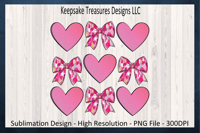 Valentine's Polk Dot Hearts, Pink Brushstroke Coquette Bows, Sublimation PNG, Digital Download, Printable PNG Sublimation Keepsake Treasures Designs LLC. 