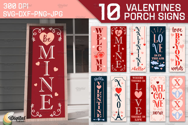Valentines Porch Sign Bundle. Vertical Signs SVG SVG Evgenyia Guschina 