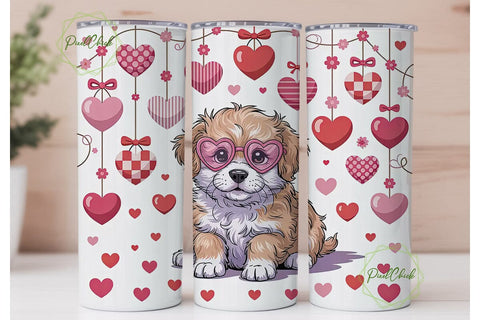 Valentine's Puppy 20oz Tumbler Wrap Sublimation PixelChick 