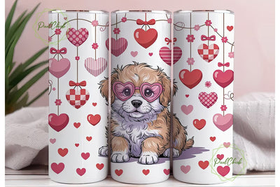 Valentine's Puppy 20oz Tumbler Wrap Sublimation PixelChick 