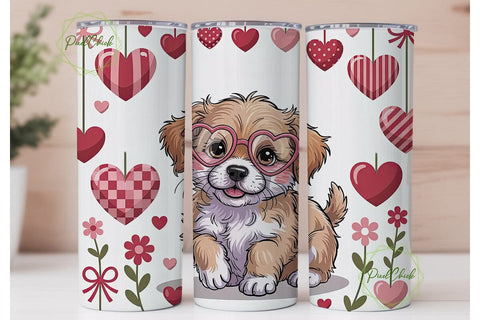 Valentine's Puppy 20oz Tumbler Wrap Sublimation PixelChick 