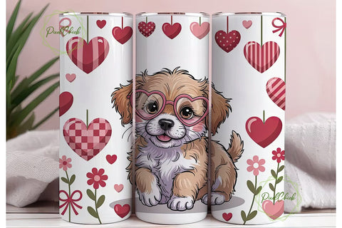 Valentine's Puppy 20oz Tumbler Wrap Sublimation PixelChick 