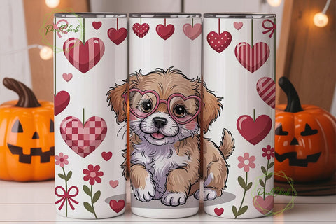 Valentine's Puppy 20oz Tumbler Wrap Sublimation PixelChick 