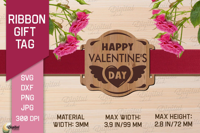 Valentine's Ribbon Gift Tag. Laser Cut Tag SVG SVG Evgenyia Guschina 