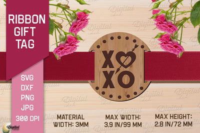 Valentine's Ribbon Gift Tag. Laser Cut Tag SVG SVG Evgenyia Guschina 