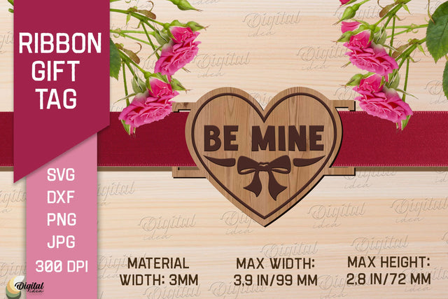 Valentine's Ribbon Gift Tag. Laser Cut Tag SVG SVG Evgenyia Guschina 