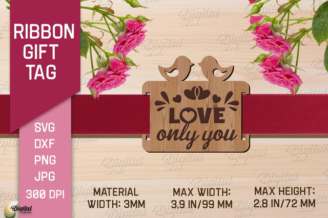 Valentine's Ribbon Gift Tag. Laser Cut Tag SVG SVG Evgenyia Guschina 
