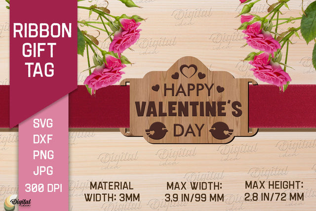Valentine's Ribbon Gift Tag. Laser Cut Tag SVG SVG Evgenyia Guschina 