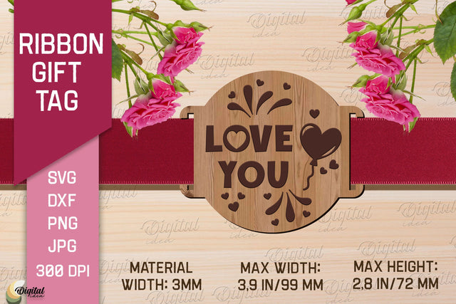 Valentine's Ribbon Gift Tag. Laser Cut Tag SVG SVG Evgenyia Guschina 