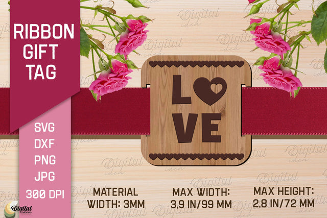 Valentine's Ribbon Gift Tag. Laser Cut Tag SVG SVG Evgenyia Guschina 