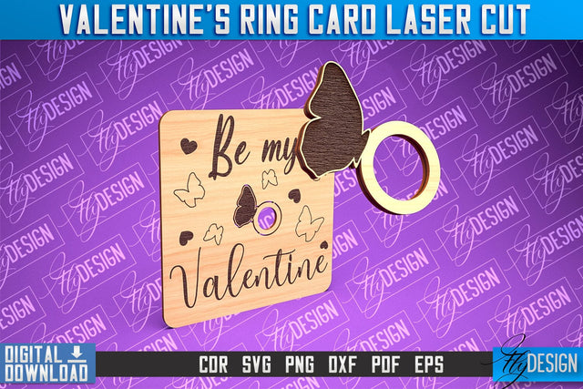 Valentine's Ring Card Laser Cut | Valentine's Day | CNC File SVG Fly Design 