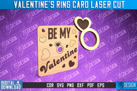 Valentine's Ring Card Laser Cut | Valentine's Day | CNC File SVG Fly Design 