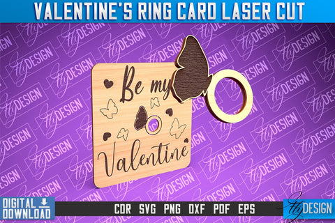Valentine's Ring Card Laser Cut | Valentine's Day | CNC File SVG Fly Design 