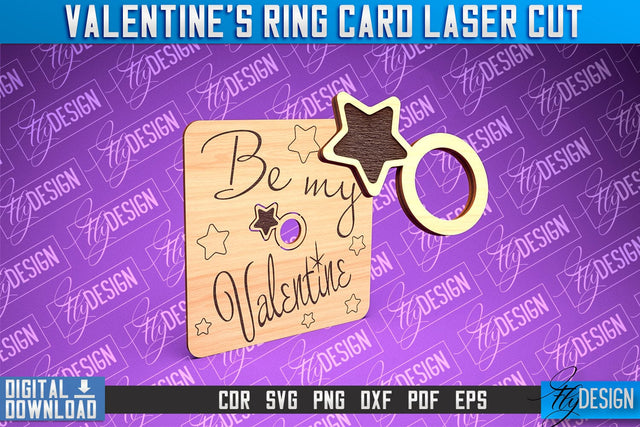 Valentine's Ring Card Laser Cut | Valentine's Day | CNC File SVG Fly Design 