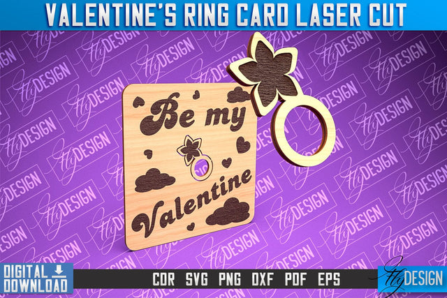 Valentine's Ring Card Laser Cut | Valentine's Day | CNC File SVG Fly Design 