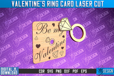 Valentine's Ring Card Laser Cut | Valentine's Day | CNC File SVG Fly Design 