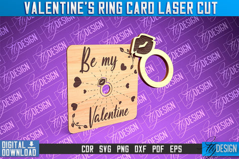 Valentine's Ring Card Laser Cut | Valentine's Day | CNC File SVG Fly Design 