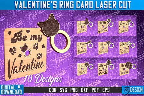 Valentine's Ring Card Laser Cut | Valentine's Day | CNC File SVG Fly Design 
